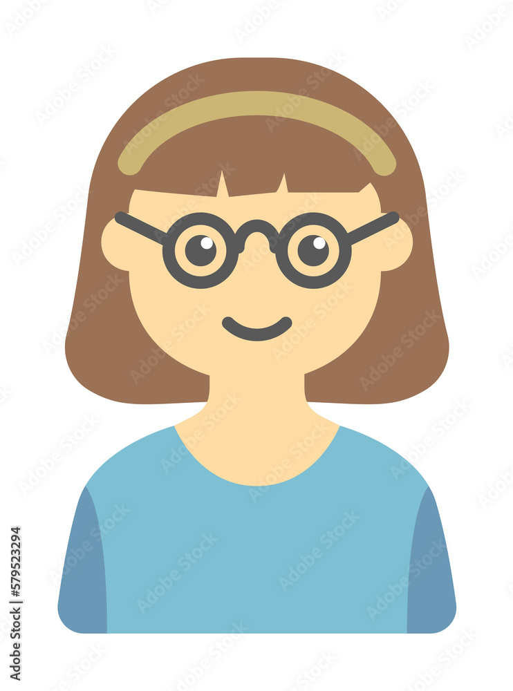 avatar of girl with glasses colored icon avatar of girl with glasses colored icon