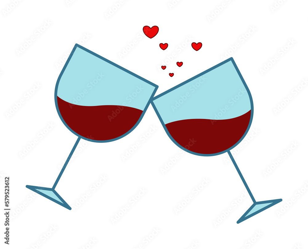 Valentine s day, wine, two, glasses, toast icon