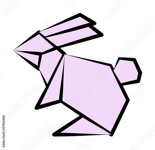 hare colored origami style icon