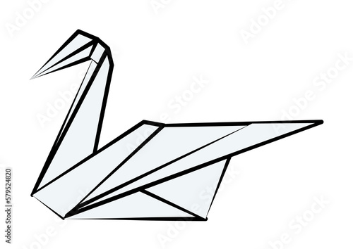 swan colored origami style icon