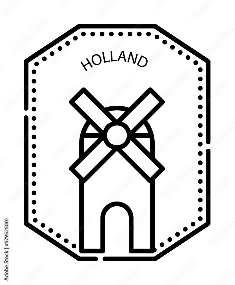Passport stamp, visa, Holland icon Passport stamp, visa, Holland icon