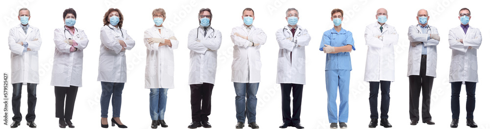 group of doctors in mask isolated on white group of doctors in mask isolated on white