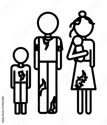Poor family icon illustration design art
