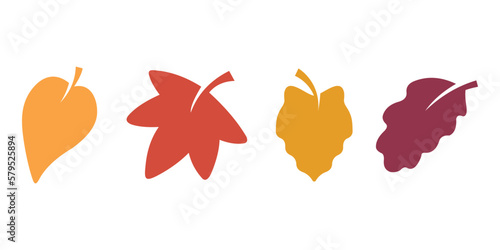 set of autumn leaves blowing in the wind on a white background
