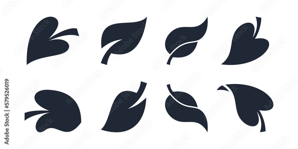Fototapeta premium a collection of silhouettes green leaves on a white background