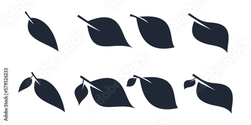 collection of silhouettes of faded leaves, nature leaves on white background