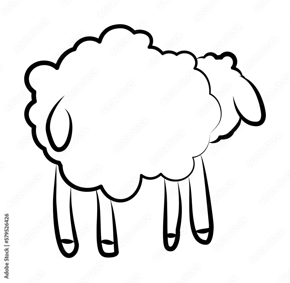 sheep from behind icon in sketch style sheep from behind icon in sketch style