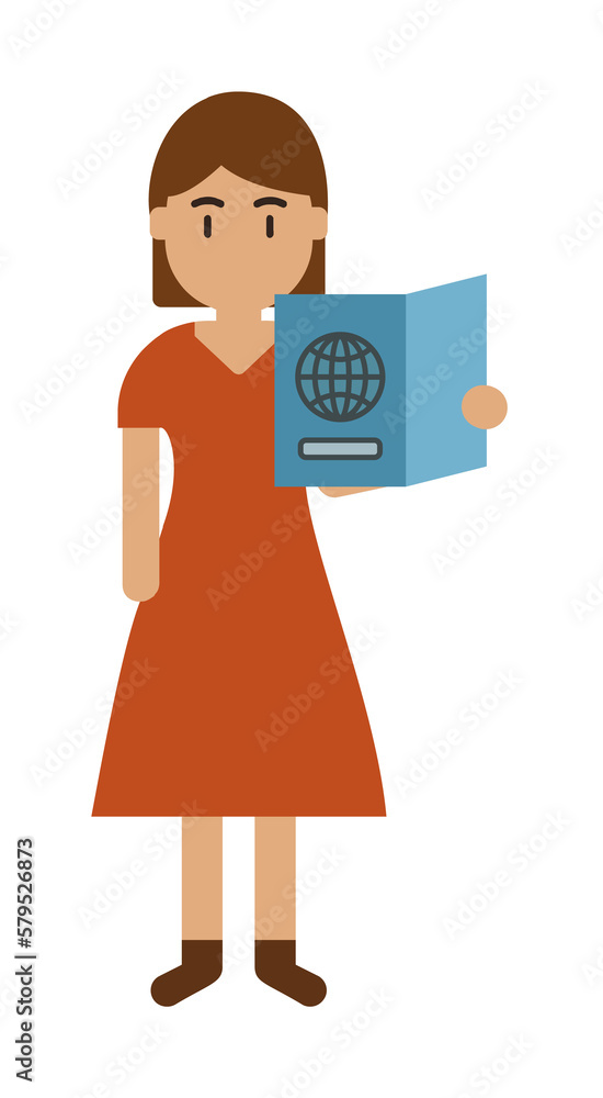 Passport, woman cartoon icon illustration design art