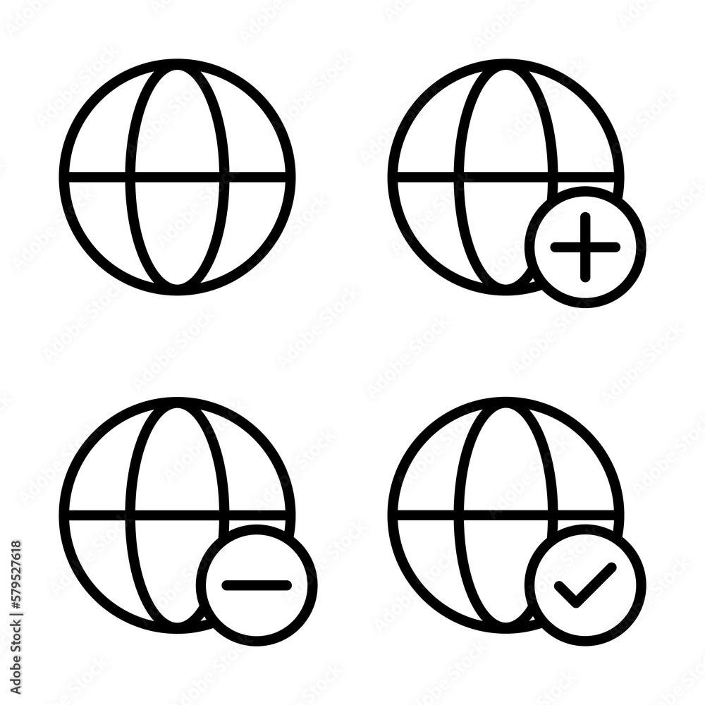Obraz premium globe, plus, check, minus sign icons