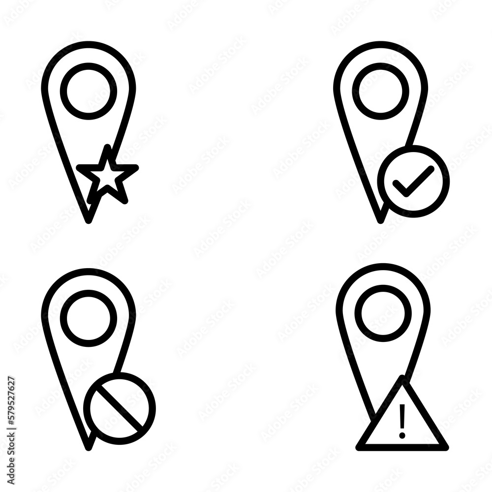 pin, star, check, delete, exclamation sign icons pin, star, check, delete, exclamation sign icons