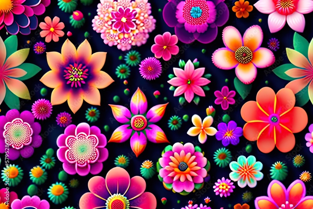 Floral pattern, Seamless pattern with flowers, Exotic flowers, Floral background, Generative AI Floral pattern, Seamless pattern with flowers, Exotic flowers, Floral background, Generative AI