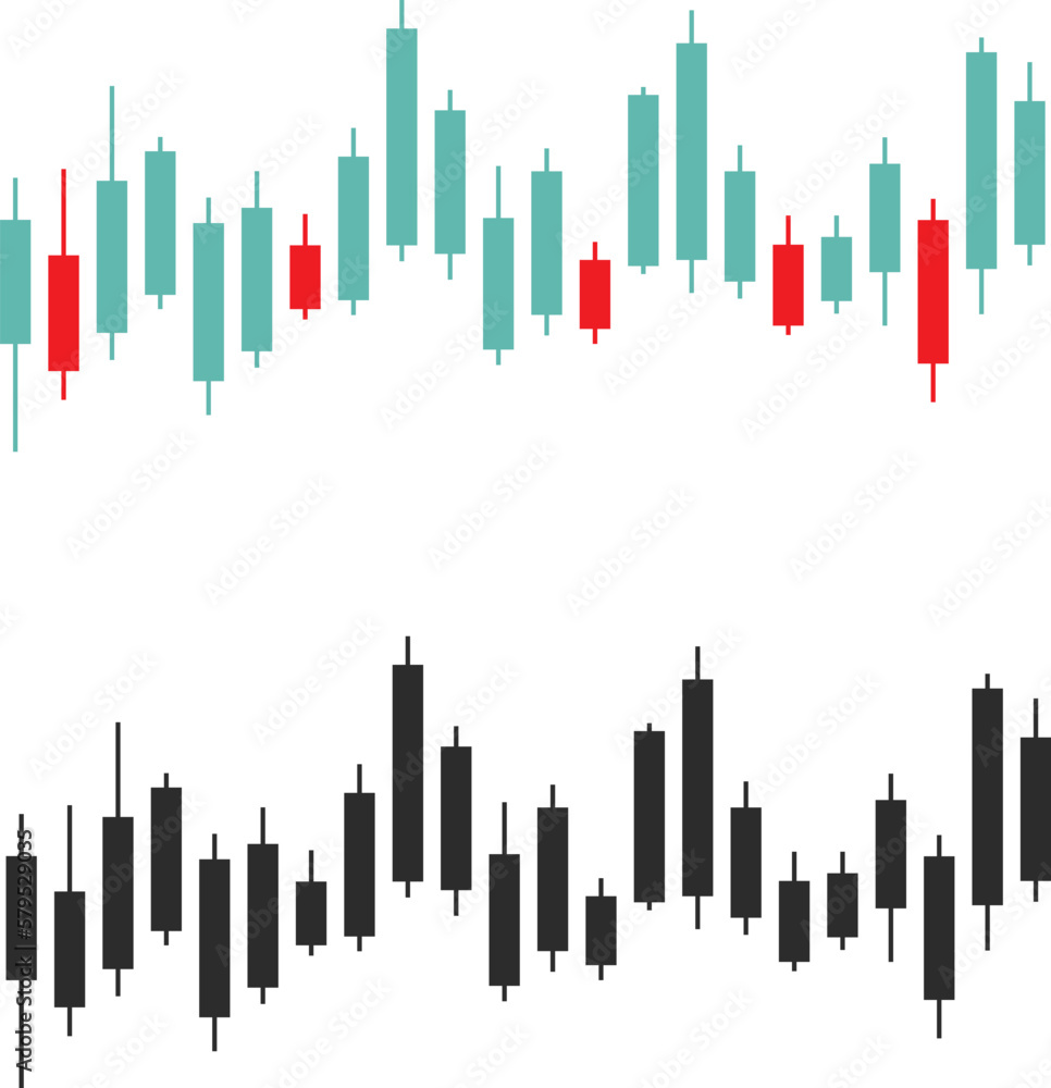 set of candlestick stock trading vector designs 