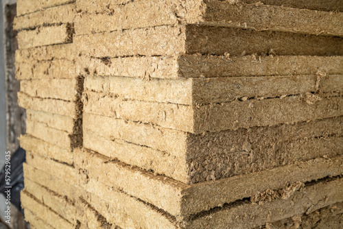 Thermal insulation boards made of mineral wool. for insulation of the facade of the building, close-up photo