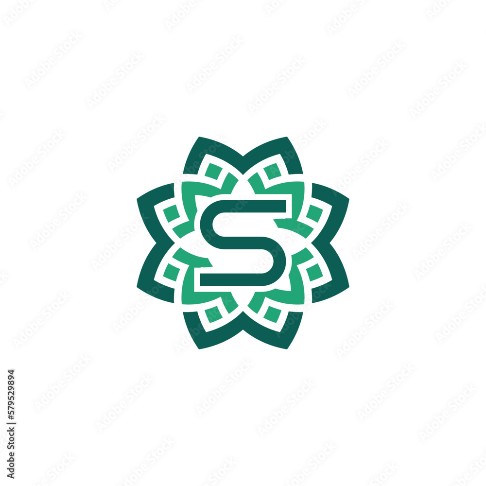 Initial letter S floral ornamental border frame logo Stock Vector ...