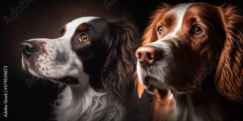 Zwei Hunde nebeneinander, created by Generative AI © Sven
