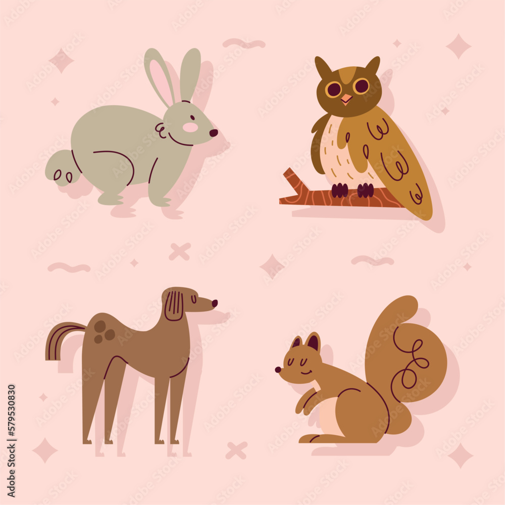 Naklejka premium four little animals