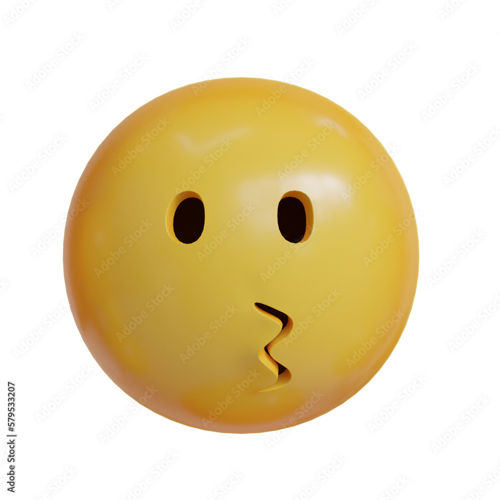Regular smooch expression 3D Emoji from front angle Regular smooch expression 3D Emoji from front angle