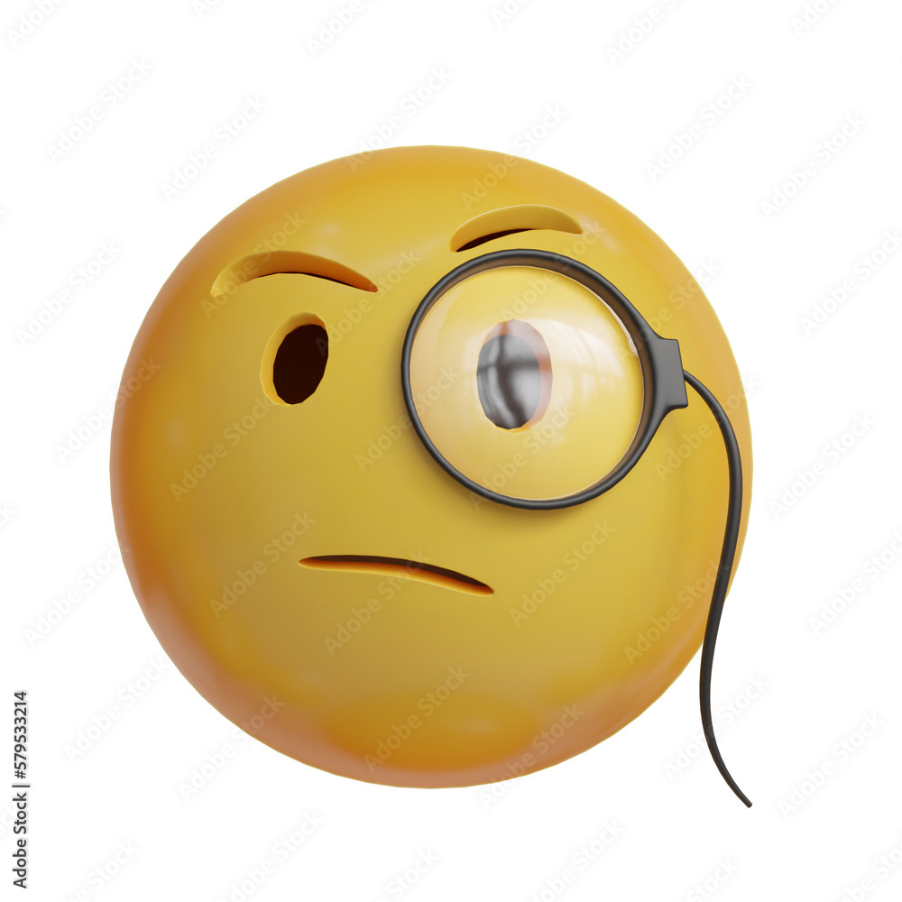 Fototapeta premium Monocle 3D Emoji from front angle