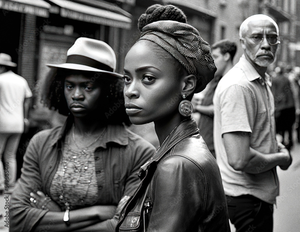 Black people in Harlem, street photography - generative ai
