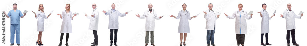 group of doctors with clipboard isolated on white group of doctors with clipboard isolated on white