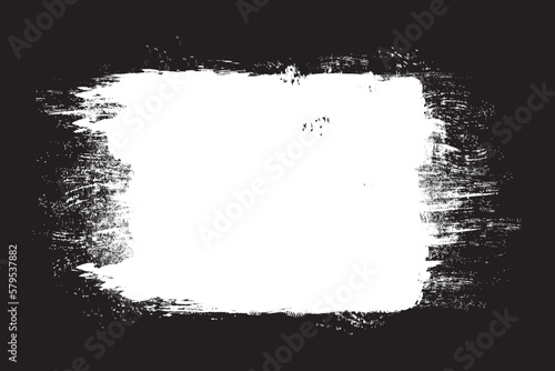 White brush stroke isolated on black background. Paint brush stroke vector for ink paint  grunge design element  dirt banner  watercolor design  dirty texture. Trendy brush stroke  vector illustration