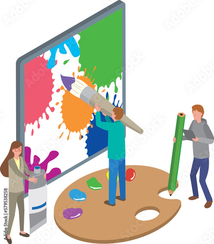 	絵を描く人々