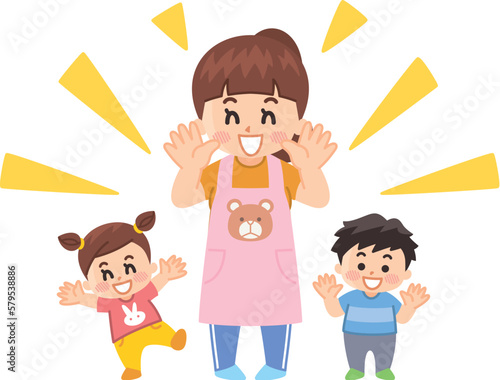 笑顔の保育士と園児　保育園　幼稚園