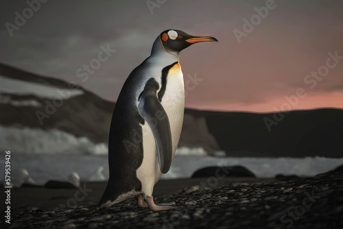 Portrait of a penguin. Generative ai