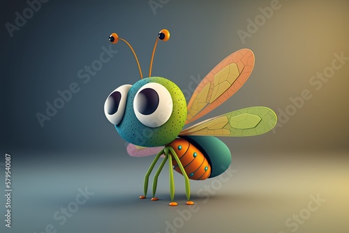 Cute Cartoon Dragonfly Char...