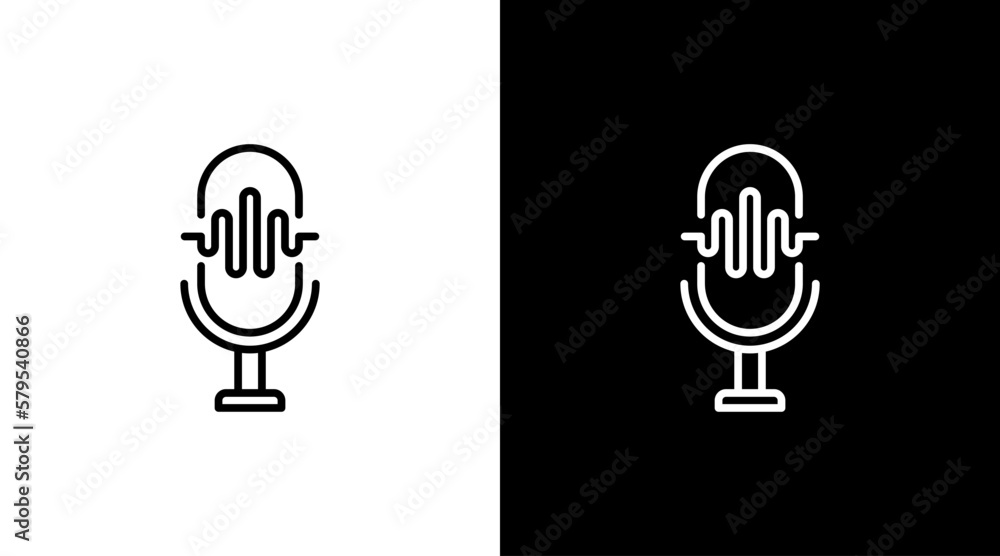 Mic podcast logo broadcast icon sound wave voice technology outline design Mic podcast logo broadcast icon sound wave voice technology outline design
