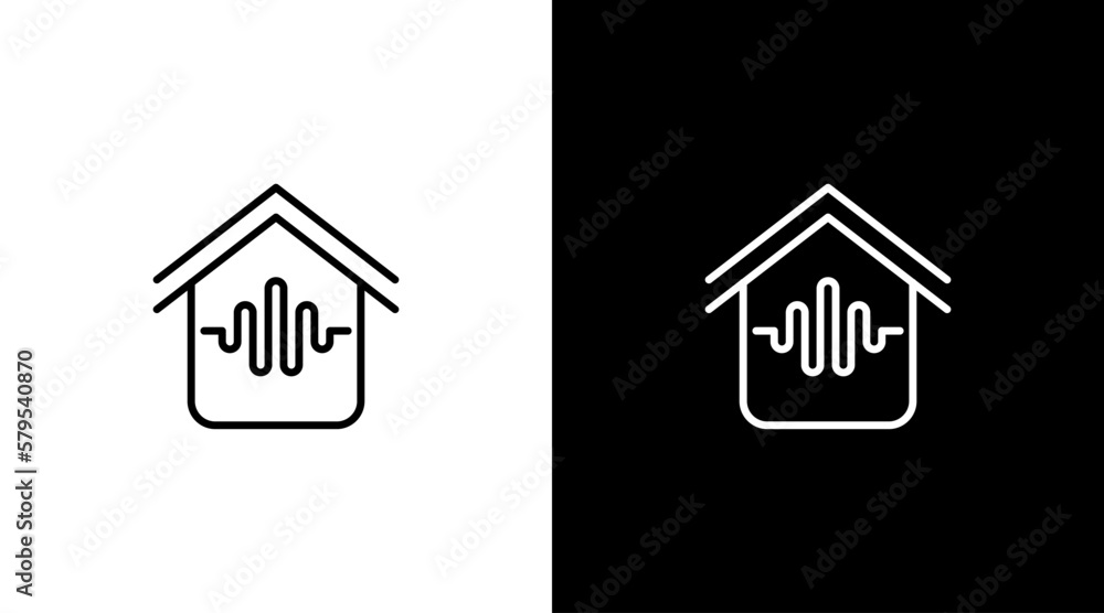Home house logo audio sound wave technology outline icon design Home house logo audio sound wave technology outline icon design