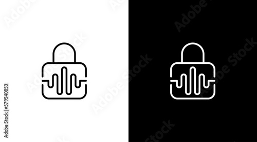 Lock logo padlock icon protection sound wave voice audio technology outline design