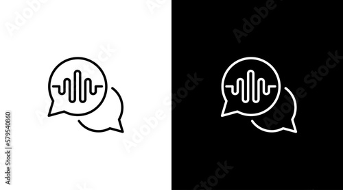 Voice chatting conversation application logo audio sound wave voice technology outline icon design © nuryani