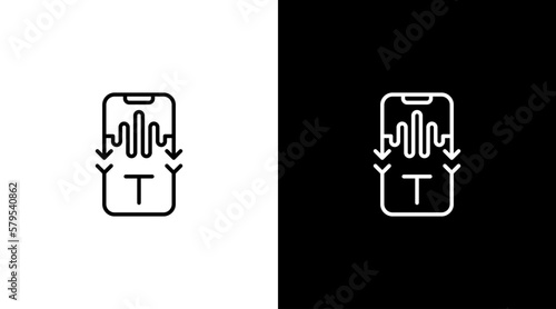 Smartphone logo voice converter text audio sound wave technology outline icon design