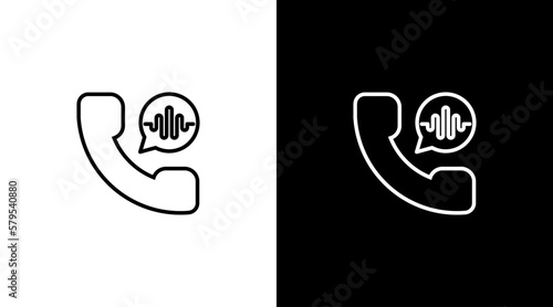 telephone voice call logo audio sound wave technology outline icon design