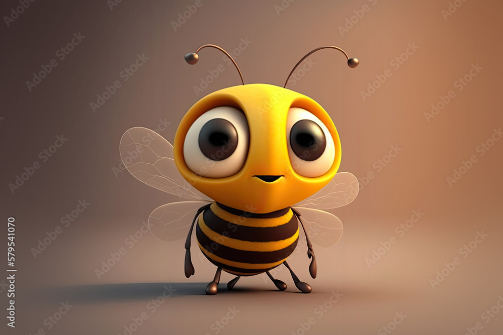 Fototapeta premium Cartoon Bee Character (Created with Generative AI)