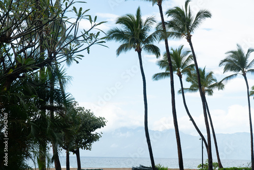 Ka   anapali Beach on a Stormy Day - Ka   anapali  Hawaii on Maui near Lahaina - Also seen is Molokai Island