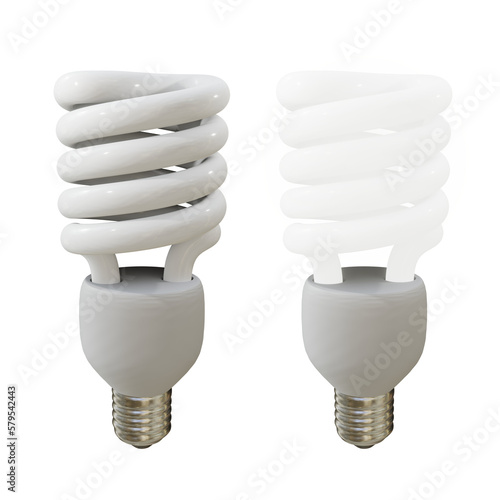 3d rendering cfl compact fluorescent lamp modern bulb spiral perspective view photo