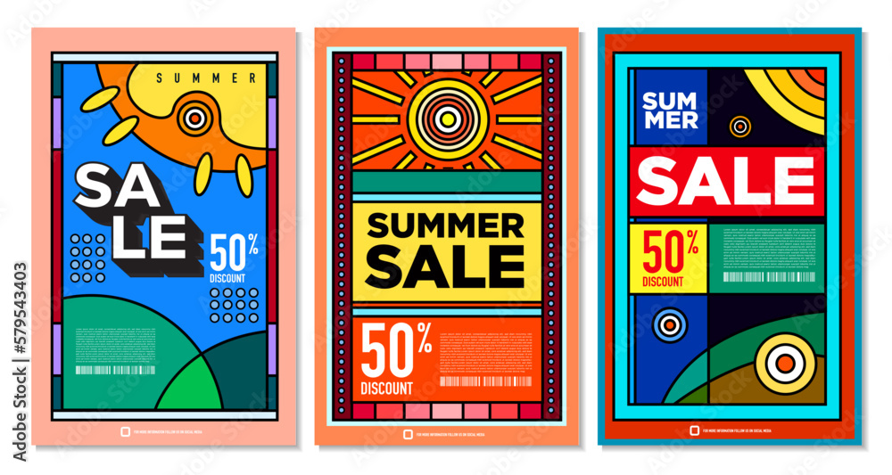 Vector Colorful Abstract Retro Colorful Geometric Background for Summer Sale Promotion Banner