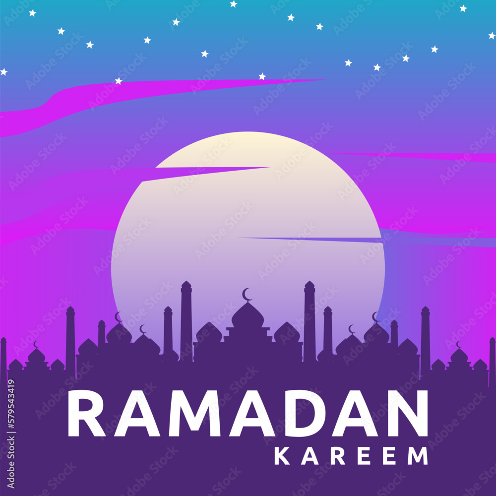 Islamic Ramadan themed greeting card template vector illustration, perfect for advertising, social media, banner background needs.