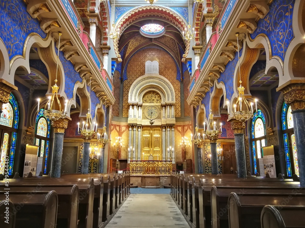 Interior of Jewish synagogue in Prague, Czech Republic