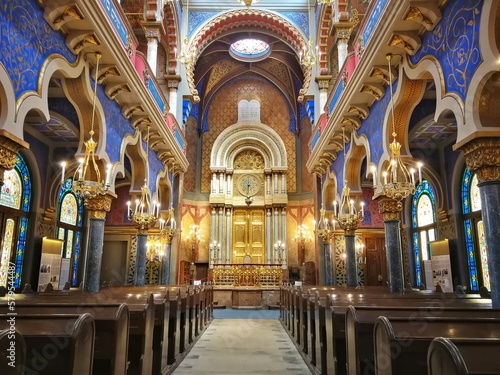 Interior of Jewish synagogue in Prague, Czech Republic