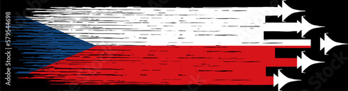 Czech Republic flag with military fighter