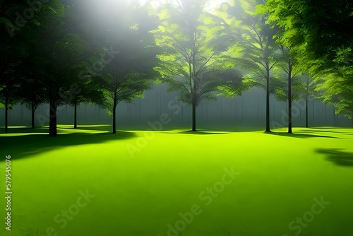 A green forest in spring or summer. Generative-AI