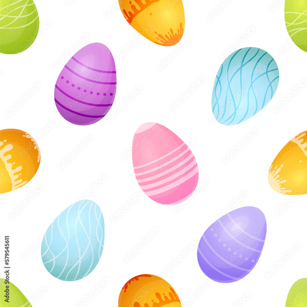 Easter egg seamless pattern festive colorful flat. Bright color geometric endless gift wrapping paper design textile fabric spring tradition christian religion day joy weekend christ cartoon style