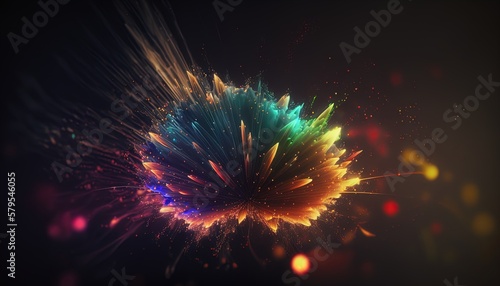 Celebration concept - abstract neon fireworks in nothingness, sparkle everywhere in 8K created with generative ai technology