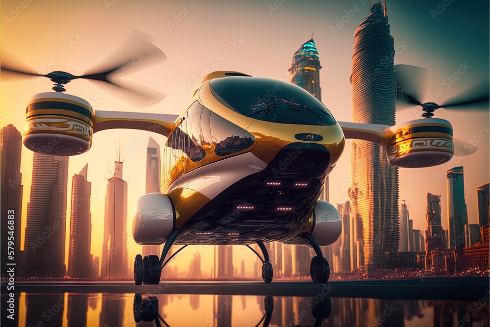 AI Air Taxi in the Future of urban air mobility in 8K created with ...