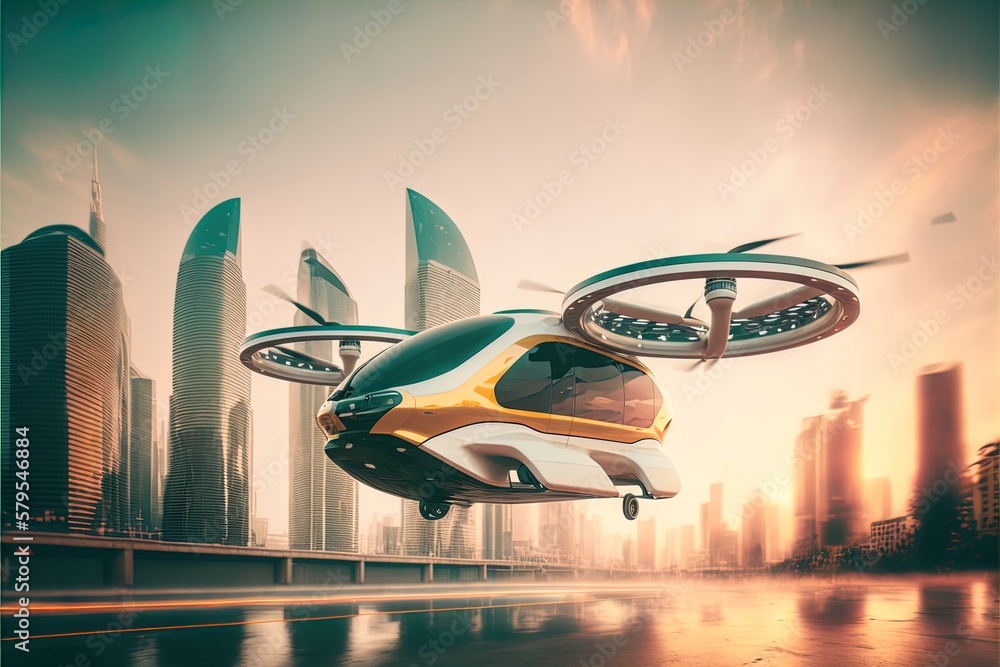 AI Air Taxi in the Future of urban air mobility in 8K created with ...
