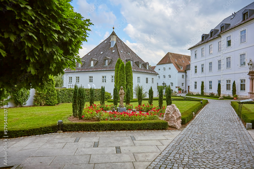 Frauenwörth Abbey on Fraueninsel on Lake Chiemsee, in Bavaria, Germany.