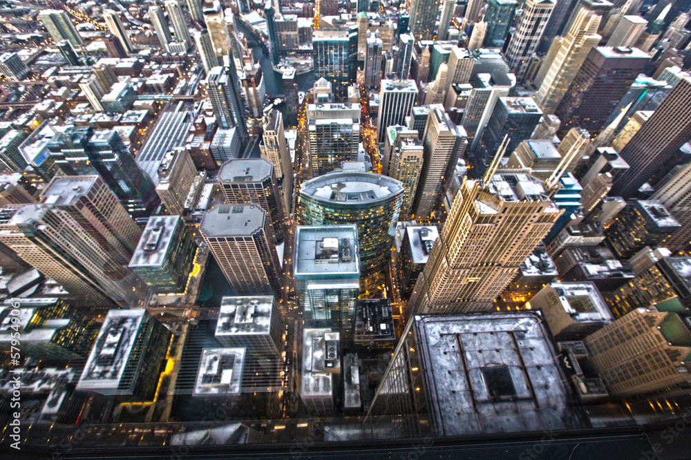 Fototapeta premium Sky view of Chicago, Illinois